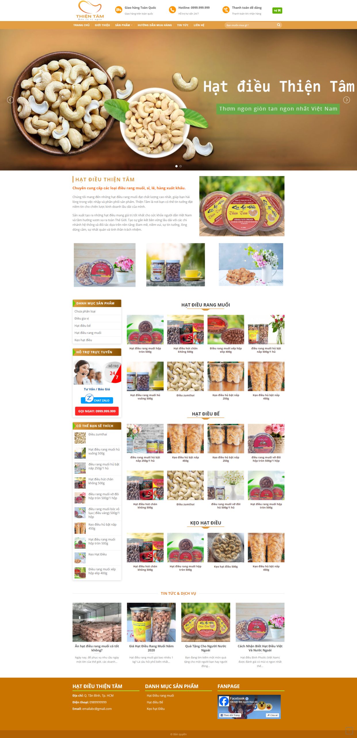 V1087 – Thiết Kế Website Bán Hạt Điều