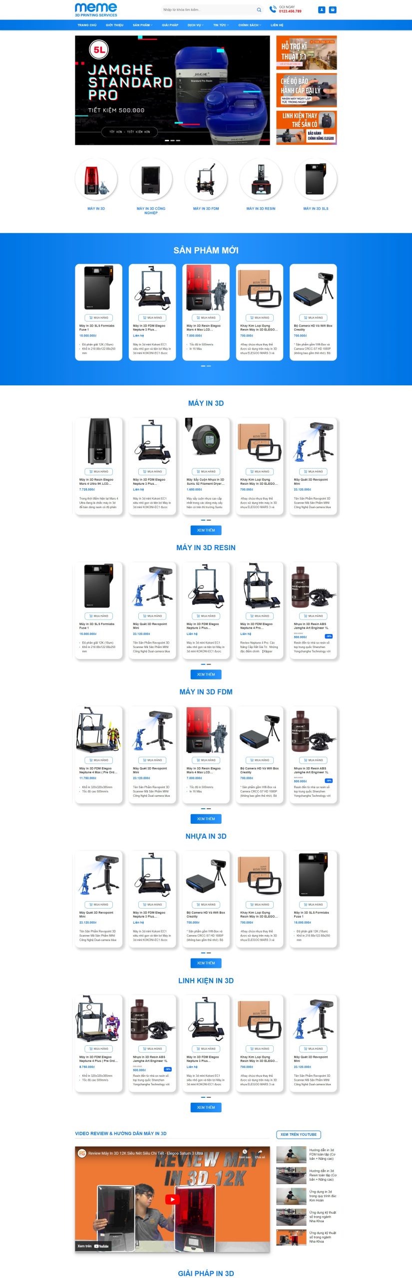 V1101 – Thiết Kế Website Bán Máy In 3d