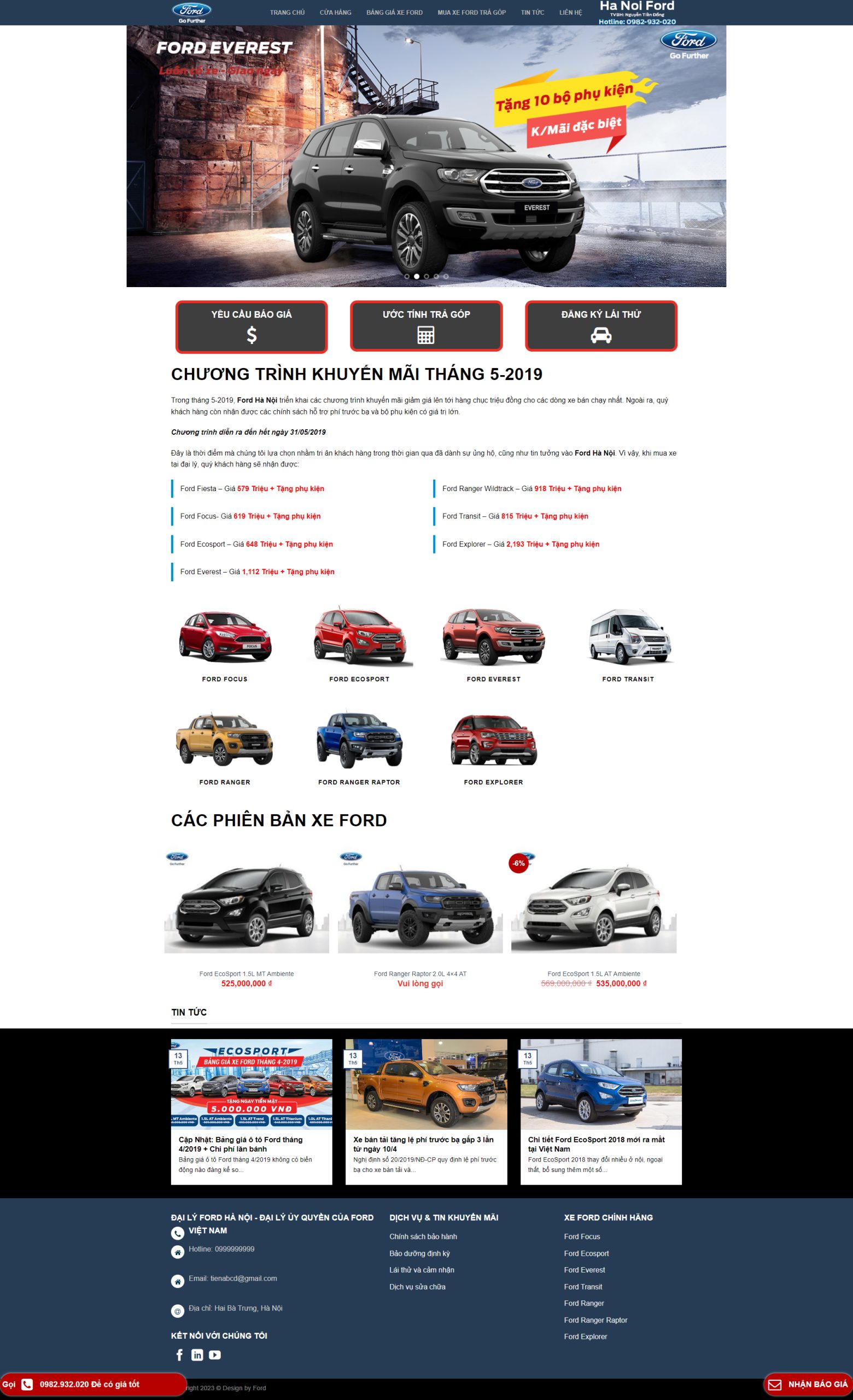 V1131 – Thiết Kế Website Bán Ô Tô Ford