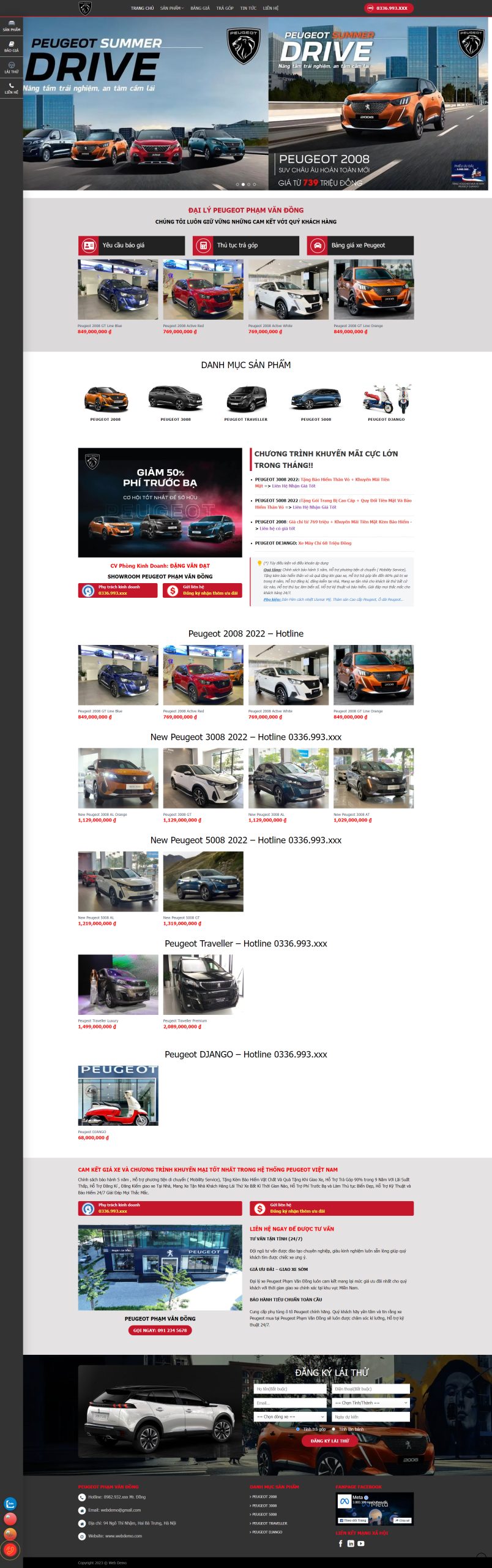 V1189 – Thiết Kế Website Bán Xe Peugeot
