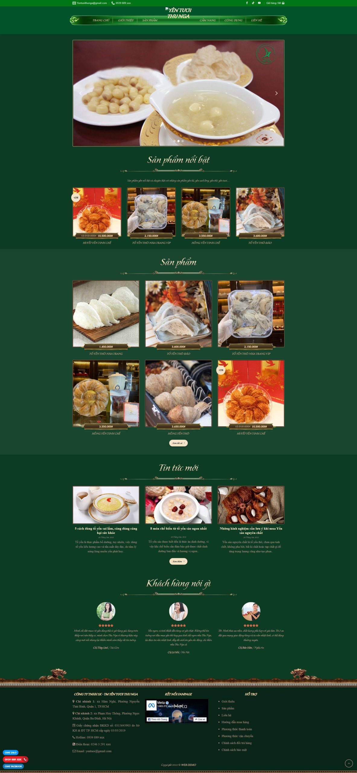 V1194 – Thiết Kế Website Bán Yến Sào