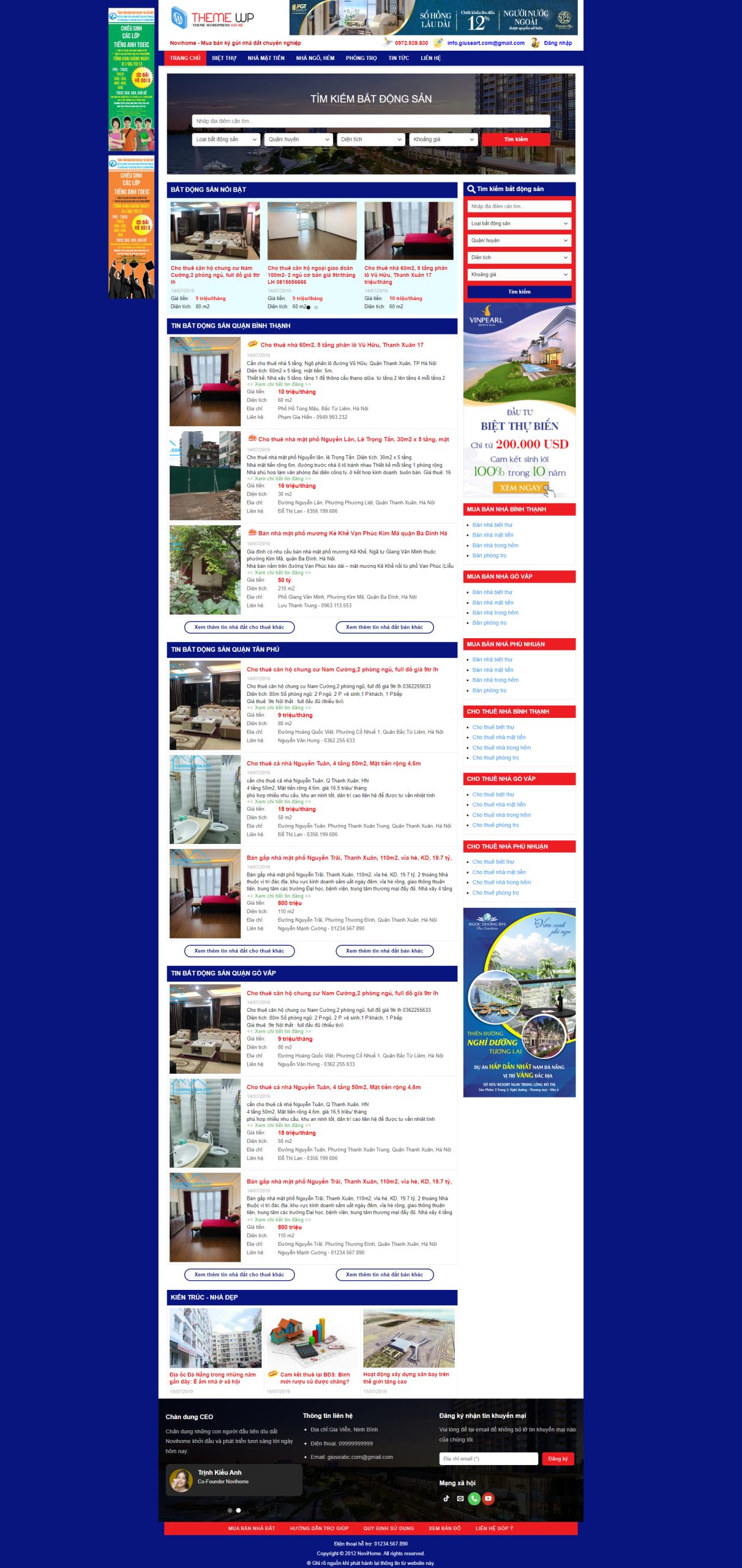 V1195 – Thiết Kế Website Bất Động Sản