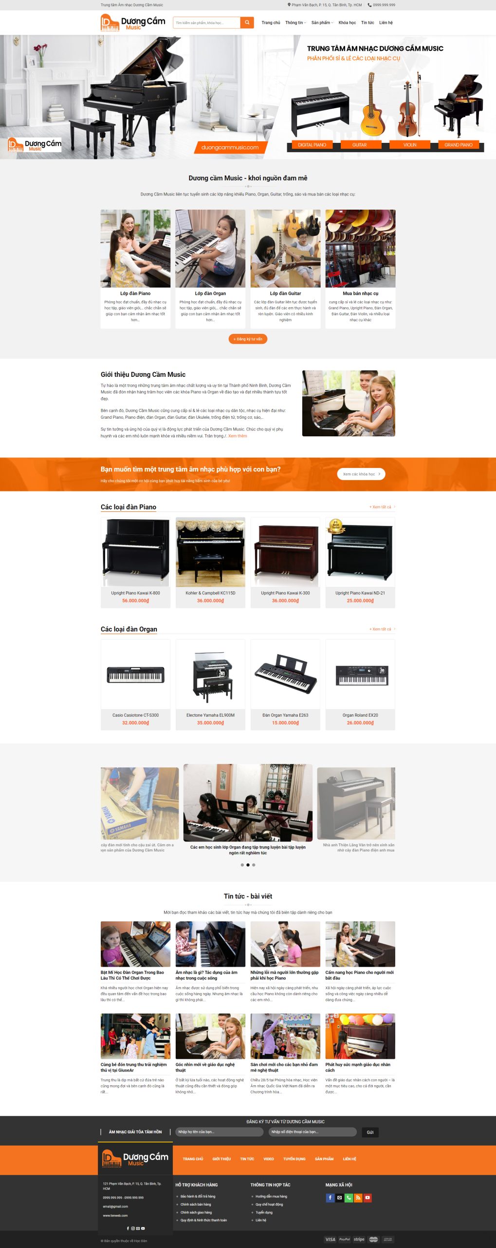 V1340 – Thiết Kế Website Dạy Học Đàn