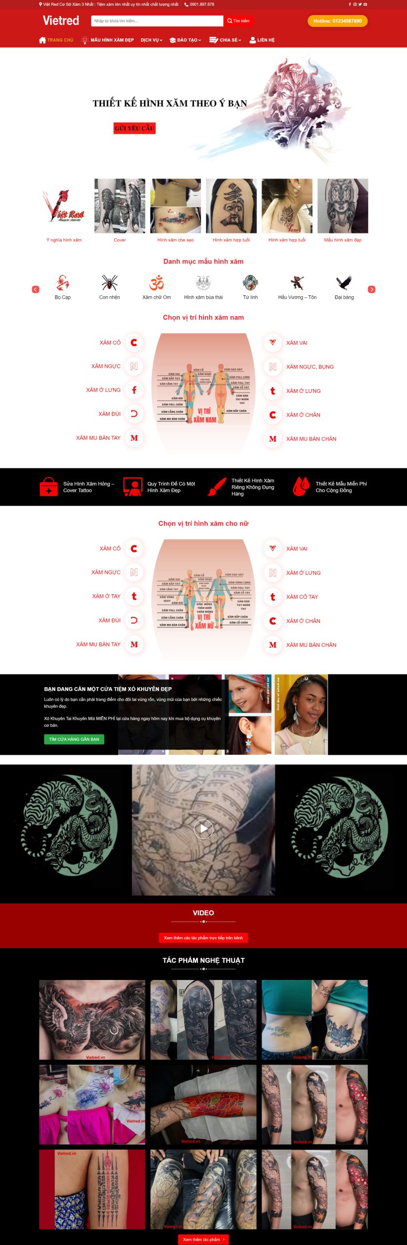 V1821 – Thiết Kế Website Tiệm Xăm
