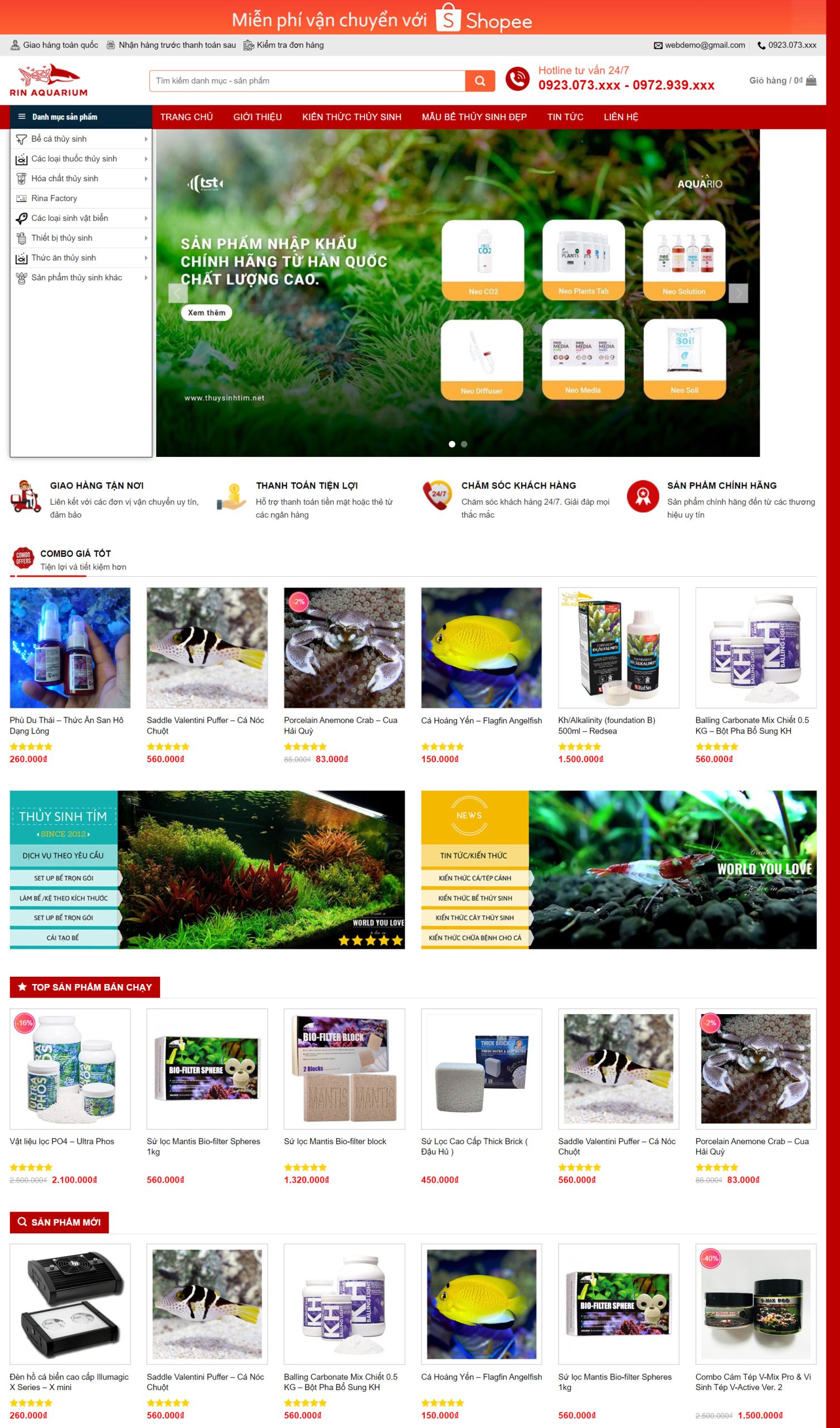 V1816 – Thiết Kế Website Thủy Sinh