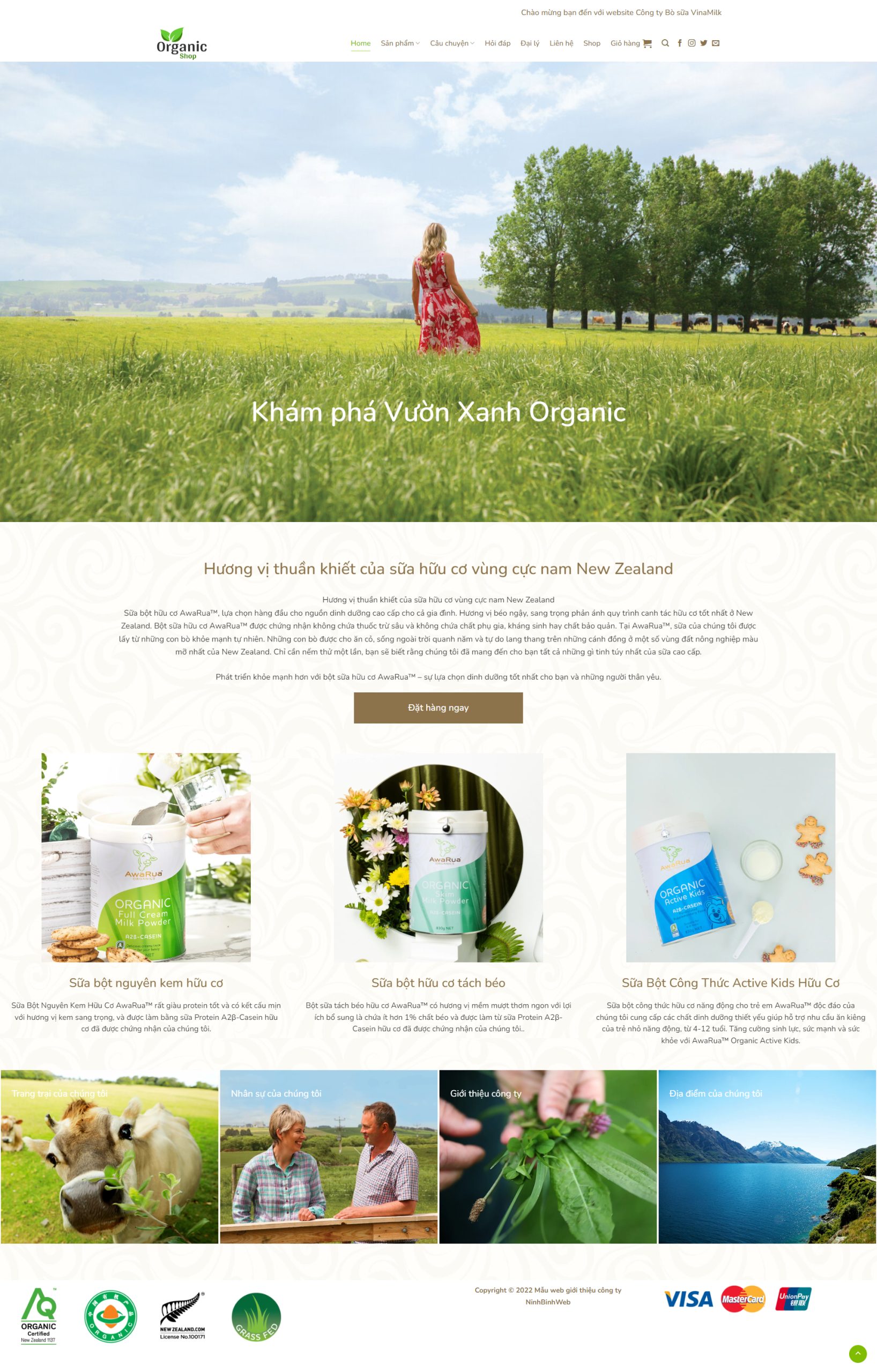 V1462 – Website Công Ty Sữa Hữu Cơ