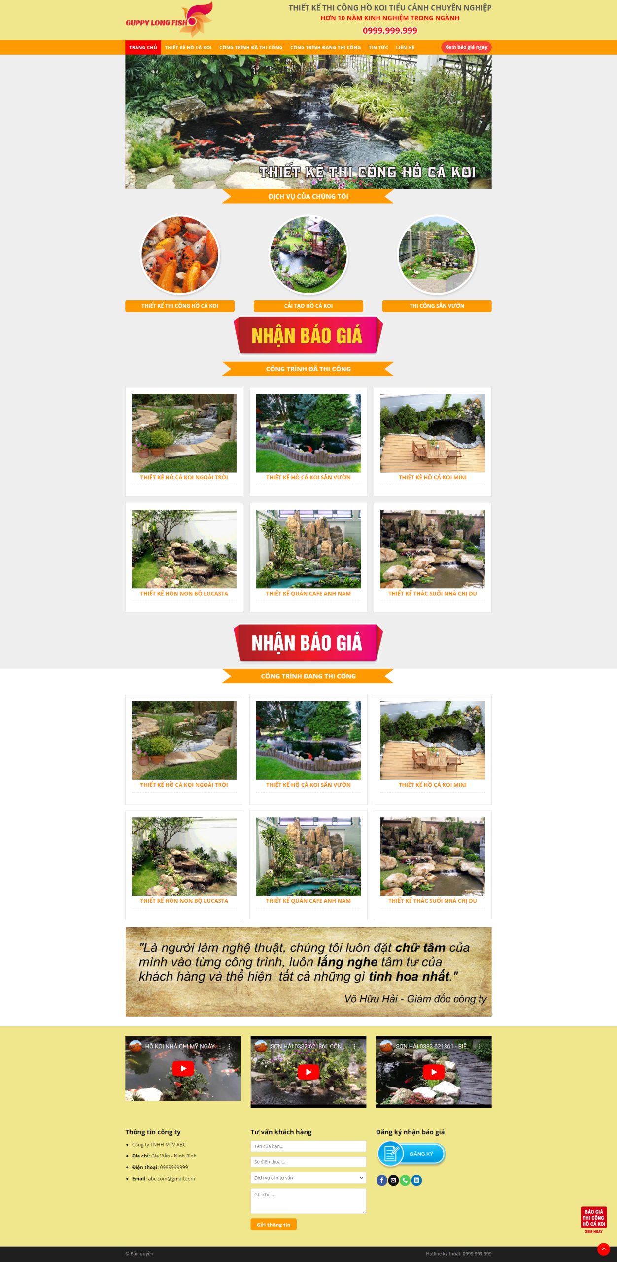 V1481 – Thiết Kế Website Hồ Cá Koi