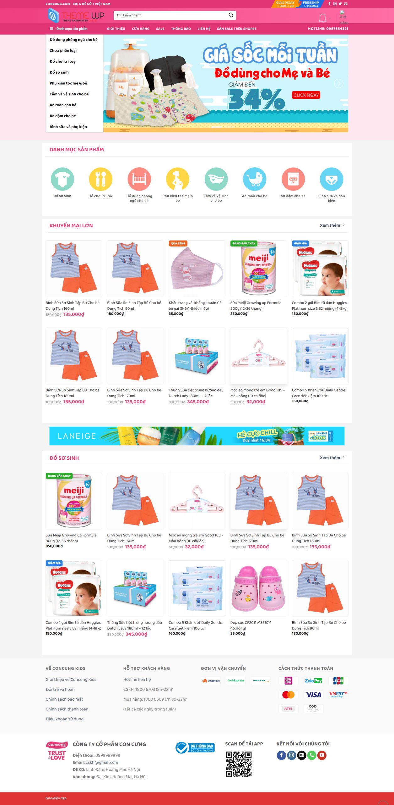 V1569 – Thiết Kế Website Mẹ Và Bé