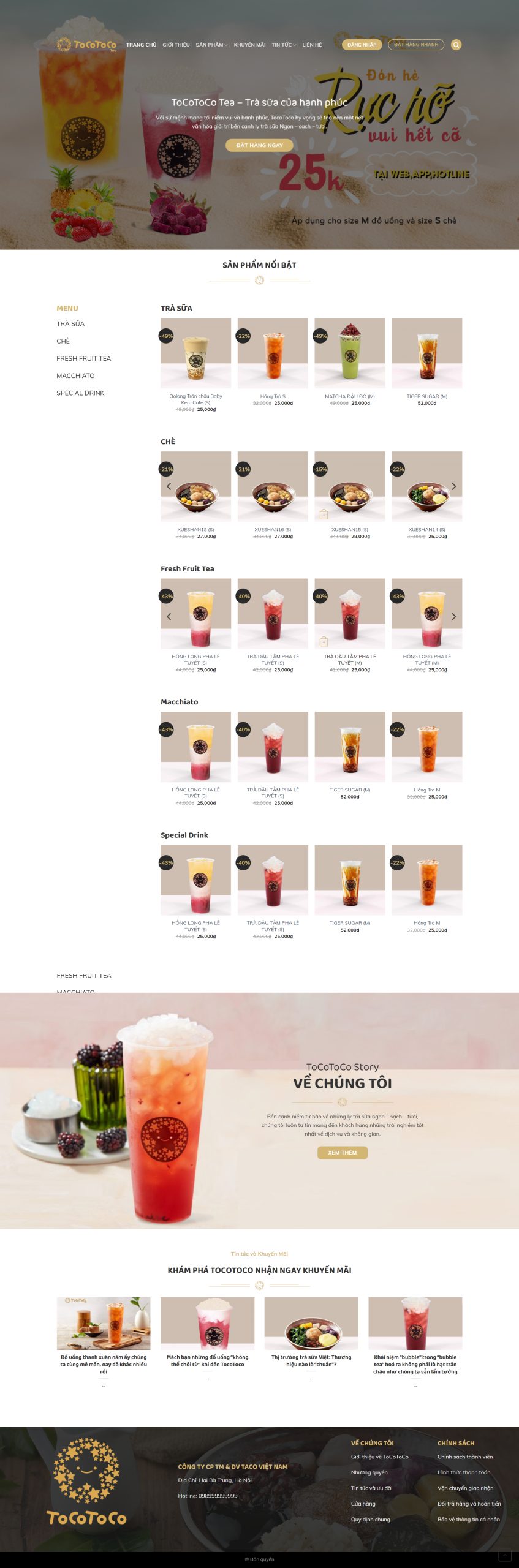 V166 – Thiết Kế Website Quán Trà Sữa