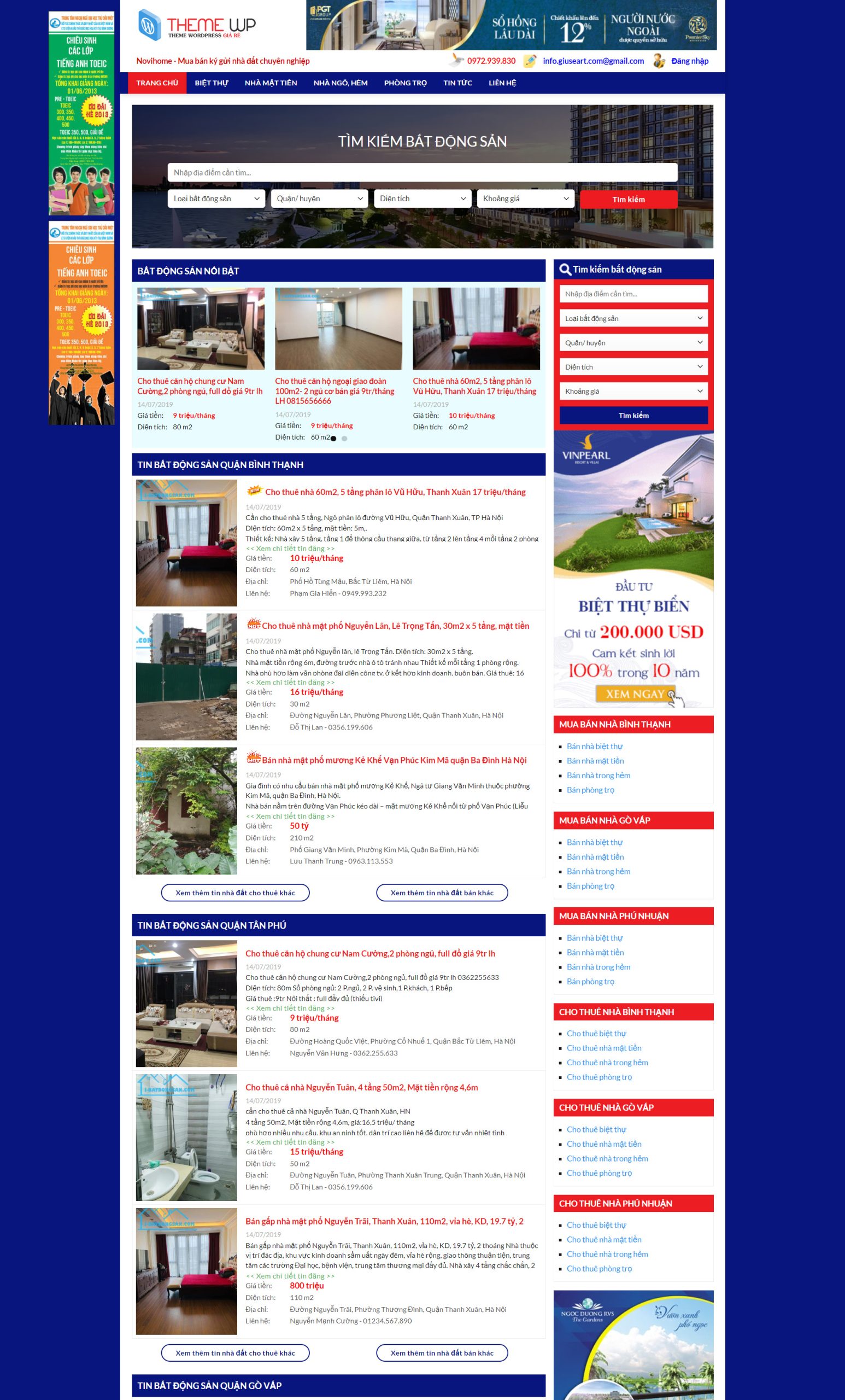V167- Thiết Kế Website Rao Vặt Bds